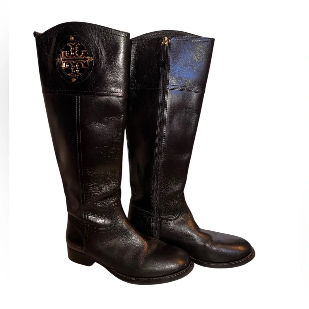 Tory Burch Kiernan Black Ridding Leather Boots size 6